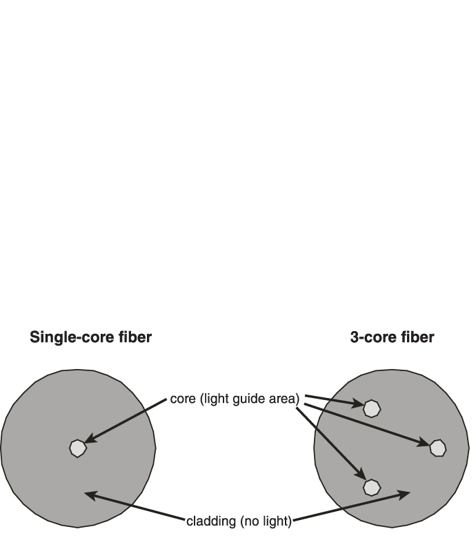 FIGURE 1 - Axial views of single-core and
multi-core fiber